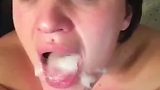 Hot Wife Swallows Cum