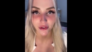 Blonde pulls a rubber dick